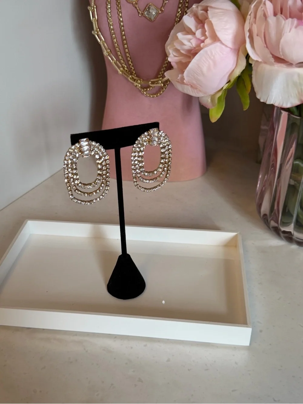 Nordstrom Sparkling Gold Crystal 2 inch Drop Earrings - Gold